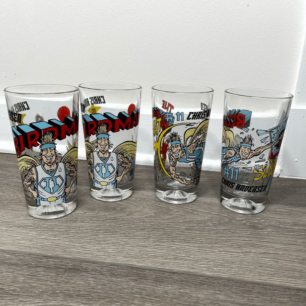 Lot of 4 - Beer Pint Glass Chris Anderson Is The Birdman #11 Glass Arby's 6.5" T